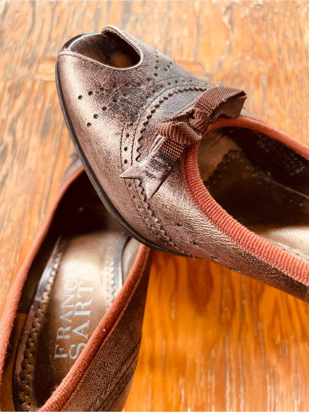 Franco Sarto Copper Leather Peep-Toe Heels | Size 7